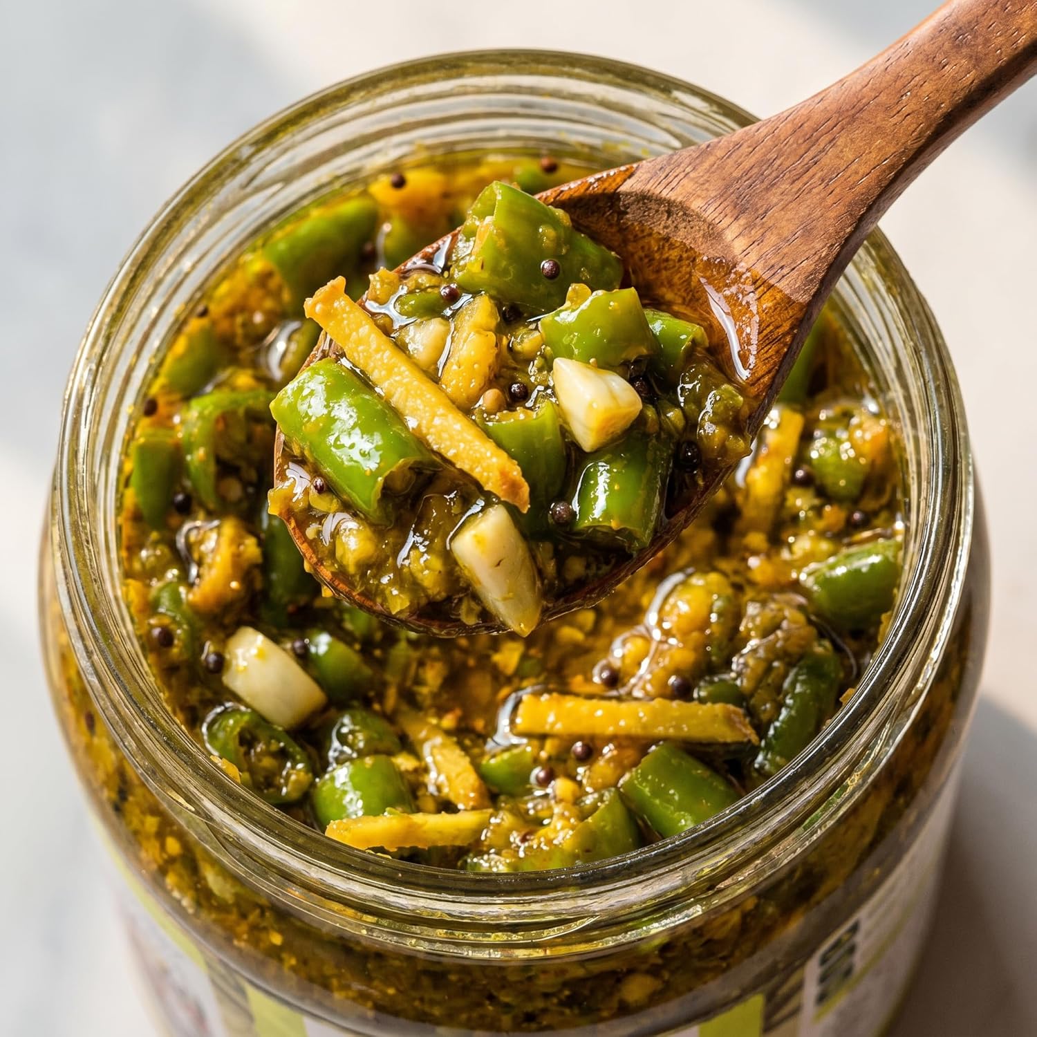 Swad-e-Mirchi Green Chilli Pickle, Sweet & Sour Green Chilli Pickle